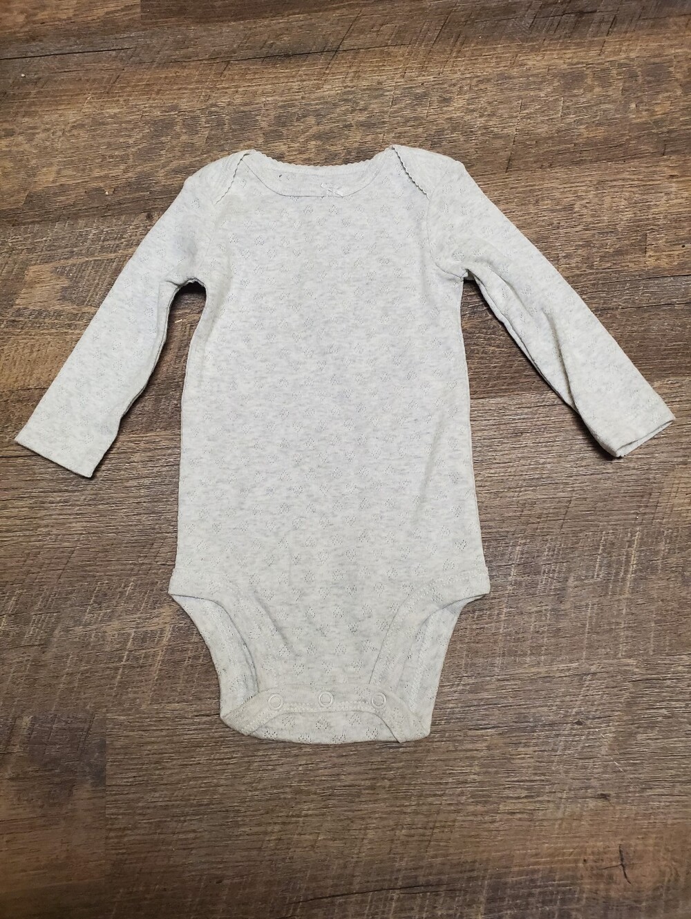 Carter's Baby Light Gray Pointelle Long Sleeve Bodysuit Playsuit Infant Size 6M